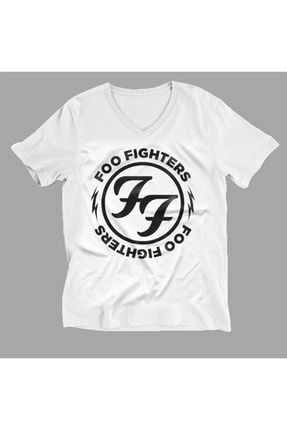 Foo Fighters V Yaka Tişört Unisex T-shirt 167804QTF