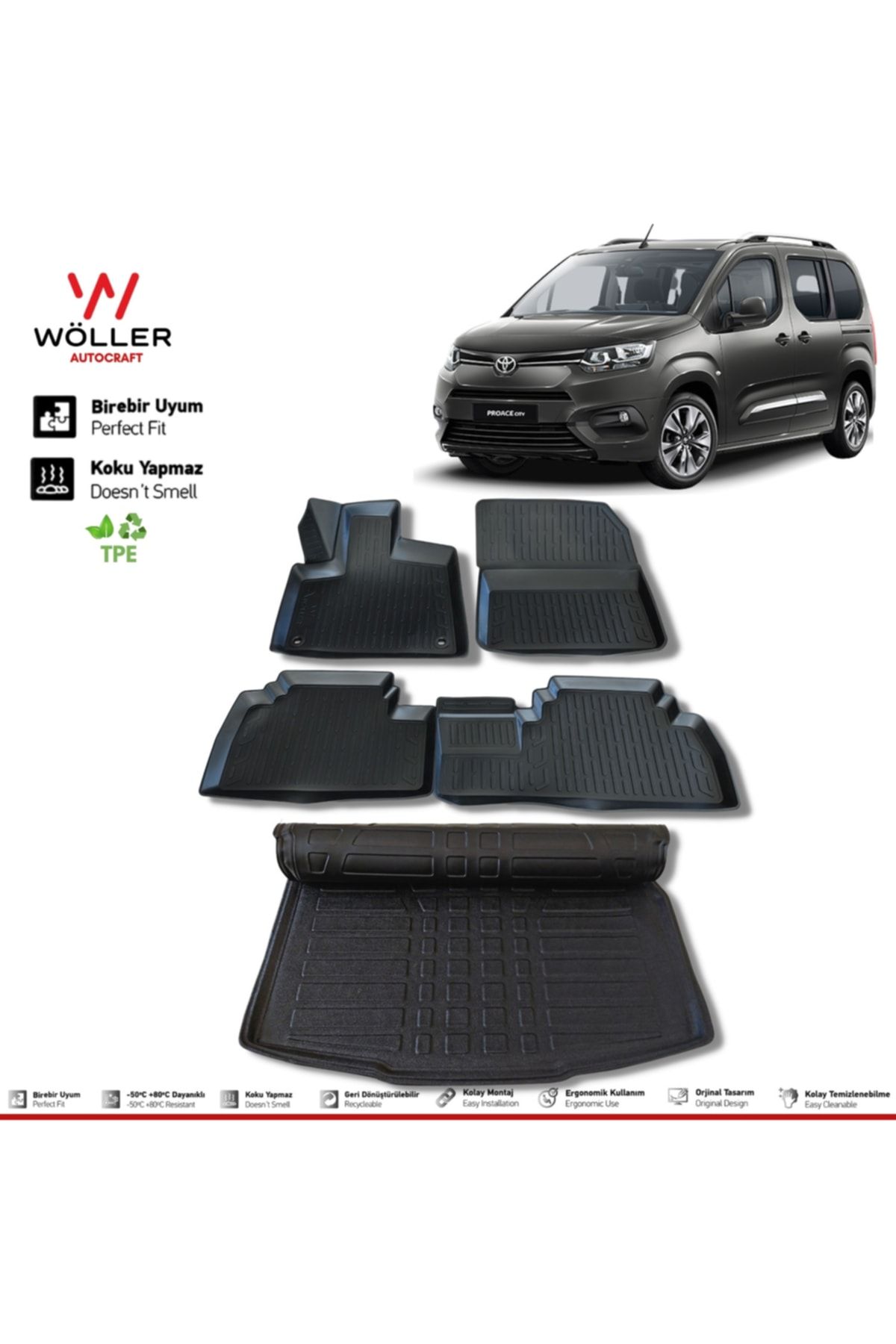 Комплект багажного бассейна Wöller Toyota Proace City Mat после 2021 года с 3D-бассейном wöllersetultra087