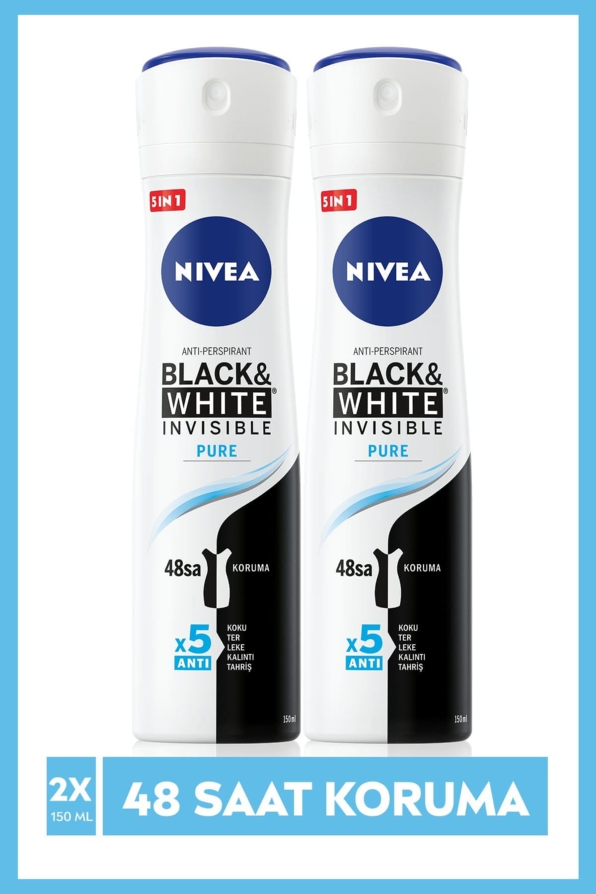 Nivea Invısıble Black&Whıte Pure Sprey Deodorant 150Ml Kadın 2'Li Avantaj Paketi