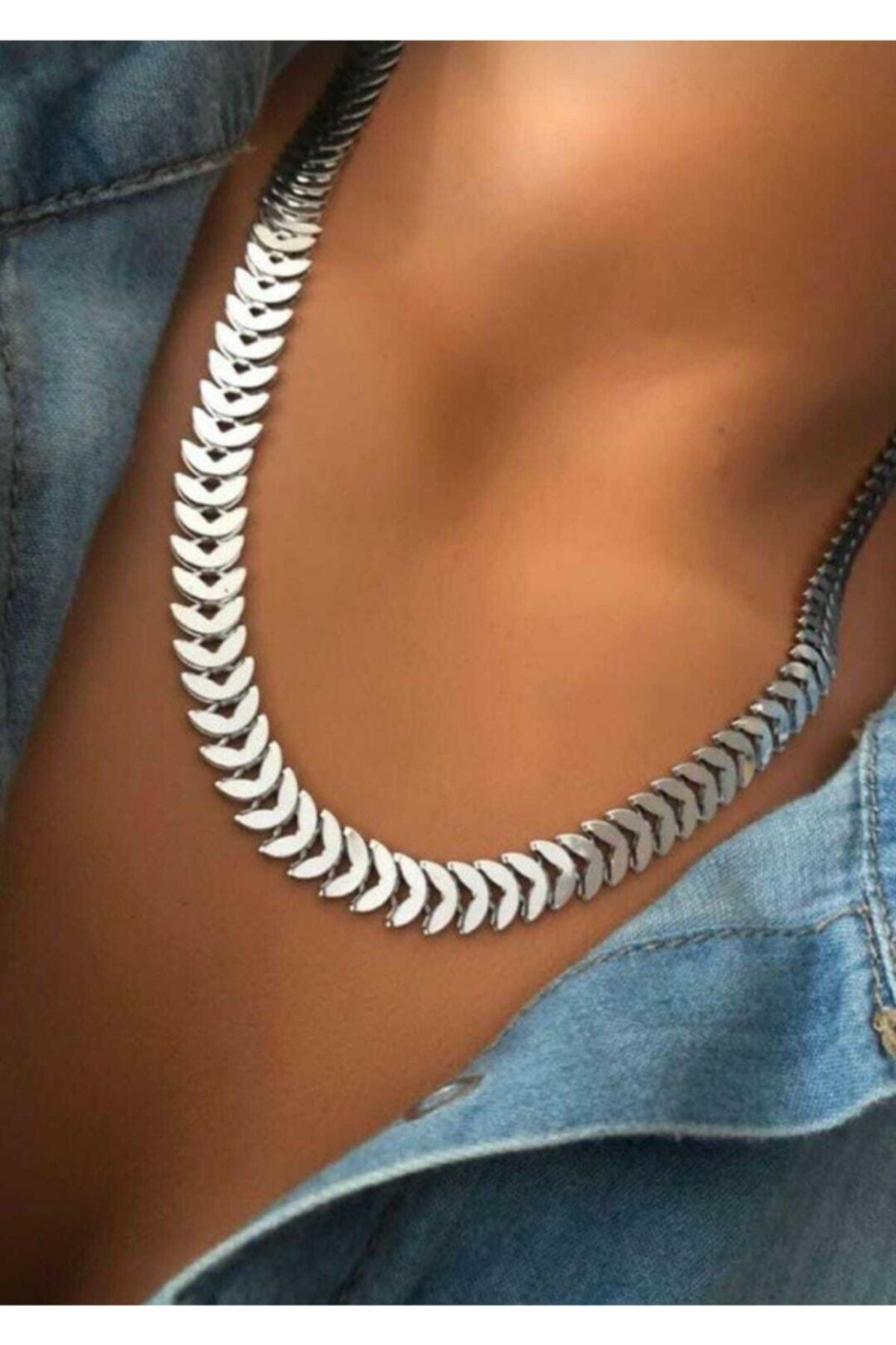 Womens silver outlet herringbone necklace