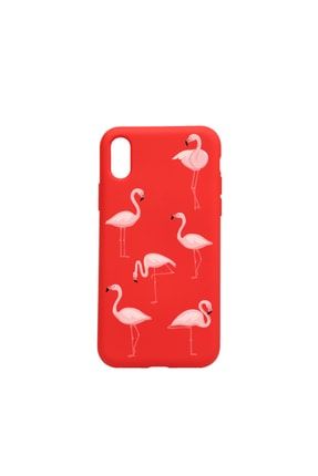 Iphone Xr Uyumlu Flamingo Desenli Içi Kadife Lansman Silikon Kılıf Kırmızı TSRME108