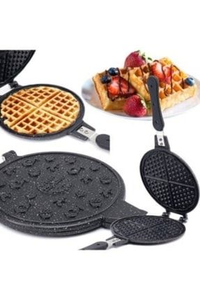 Granit Ocak Üstü Waffle Makinası Siyah ZBA-WAFFLE-PLAST