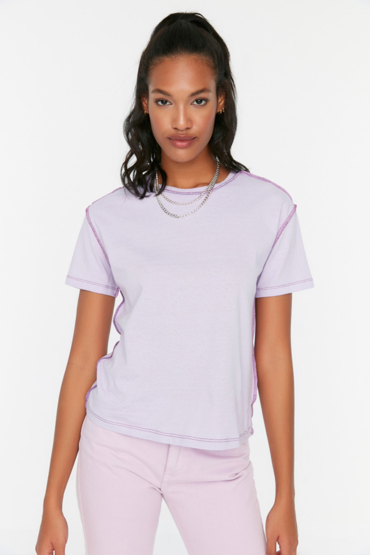 Trendyol Collection T-Shirt Lila Regular Fit