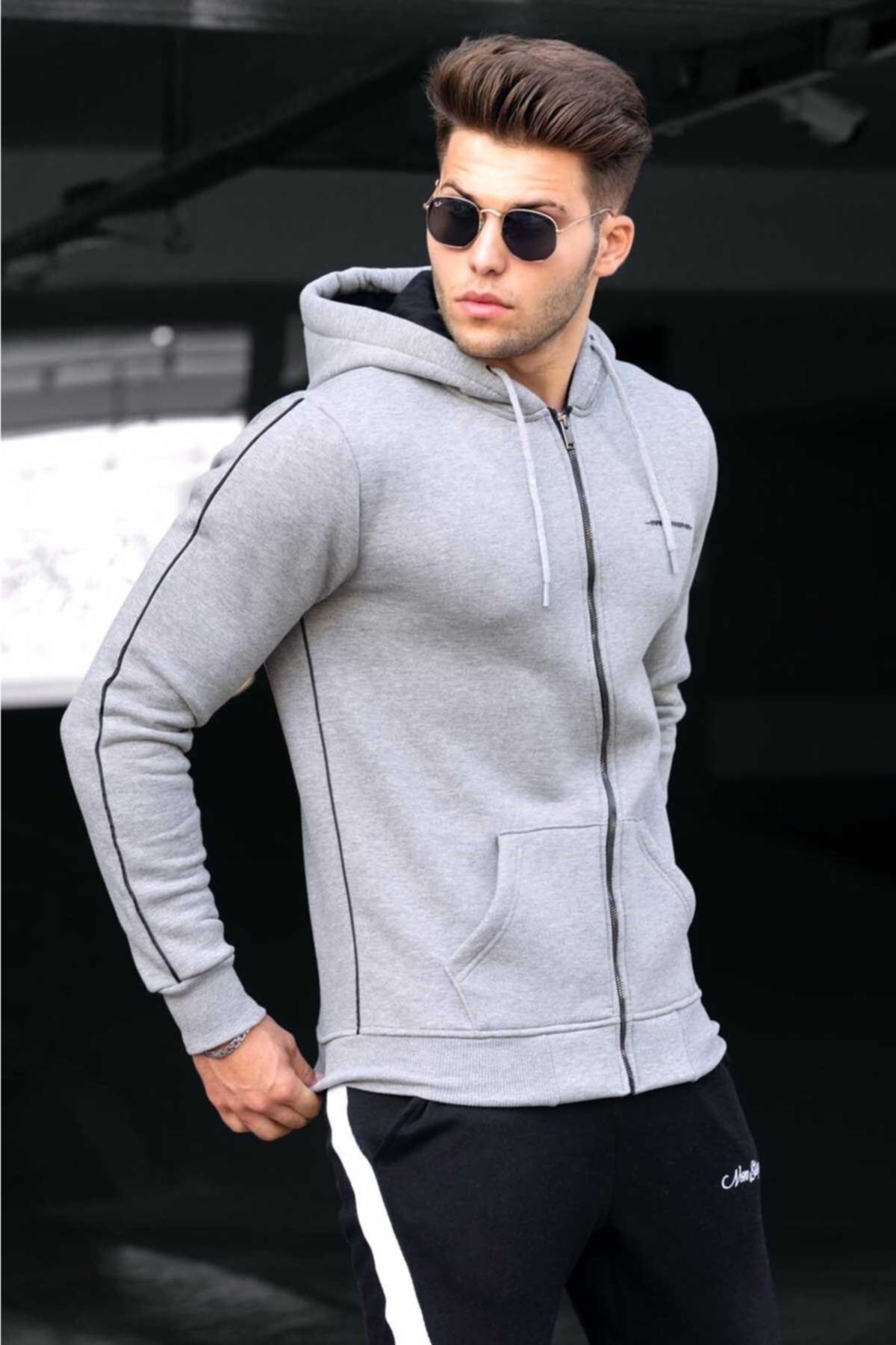 Madmext Sweatshirt Grau Regular Fit