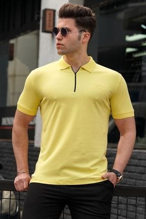 Erkek Sarı Polo Yaka Triko T-shirt 5248