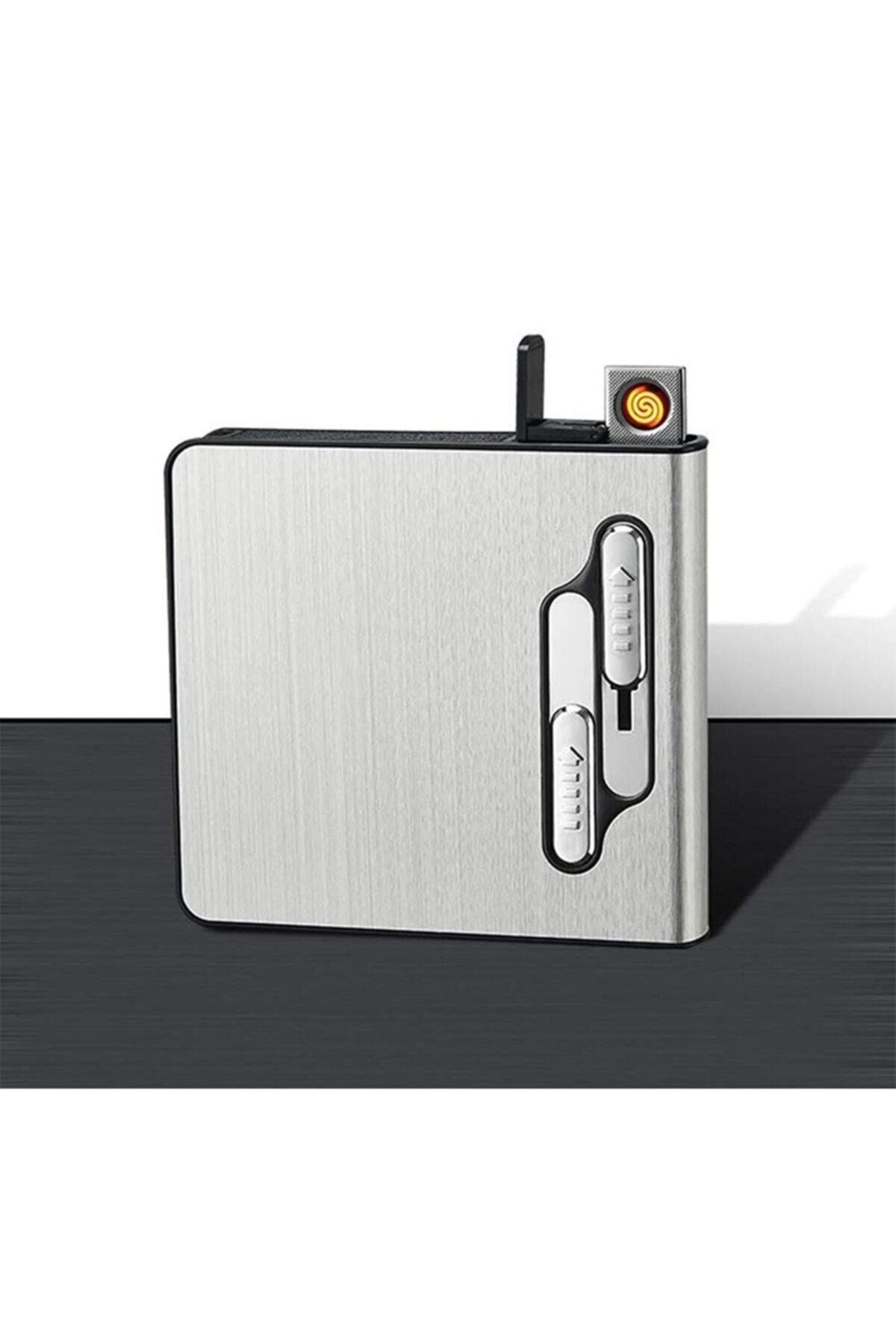 Usb Girişli Şarjlı Kısa Sigara Tabakası Gümüş