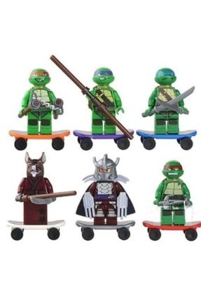 Ninja Kaplumbalar Ninja Turtles 6 Lı Mini Figür Set Lego Uyumlu Kaykaylar Dahil NİNJA KAPLUMBAĞALAR LEGO