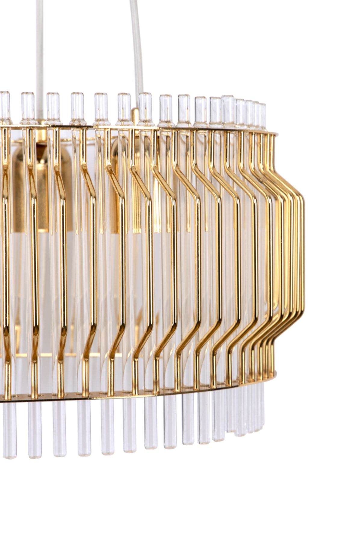 Çakır Aydınlatma Apollo 40 Lık 3 Lü Cam Çubuklu Gold Sarı Sarkıt Avize - Çakır Avize NE11065