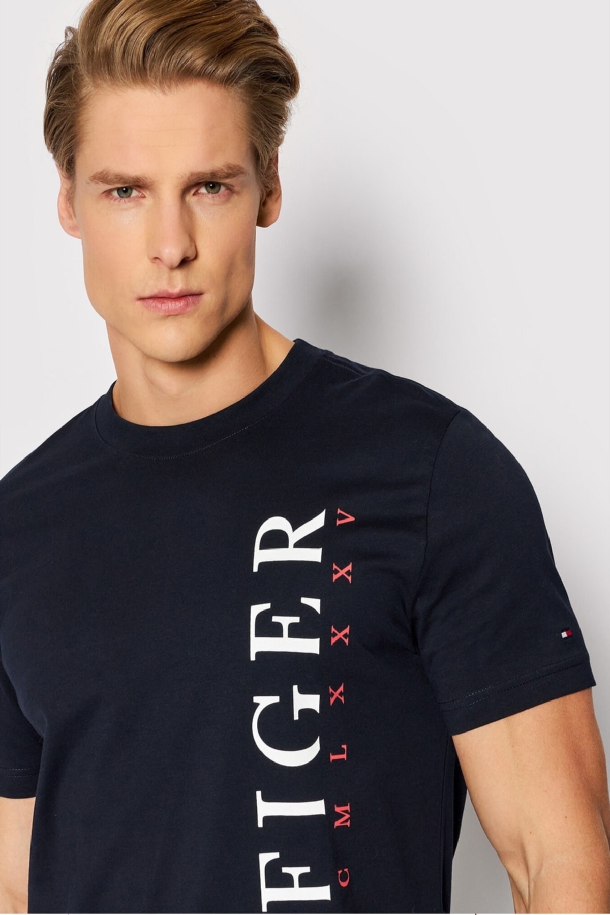 تیشرت مردانه آبی سرمه ای تامی هیلفیگر | XMW0MW22164X اورجینال - تصویر 2