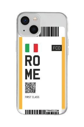 Iphone 13 Şeffaf Renkli Silikon Rome Bileti Telefon Kılıfı TYC00393902038