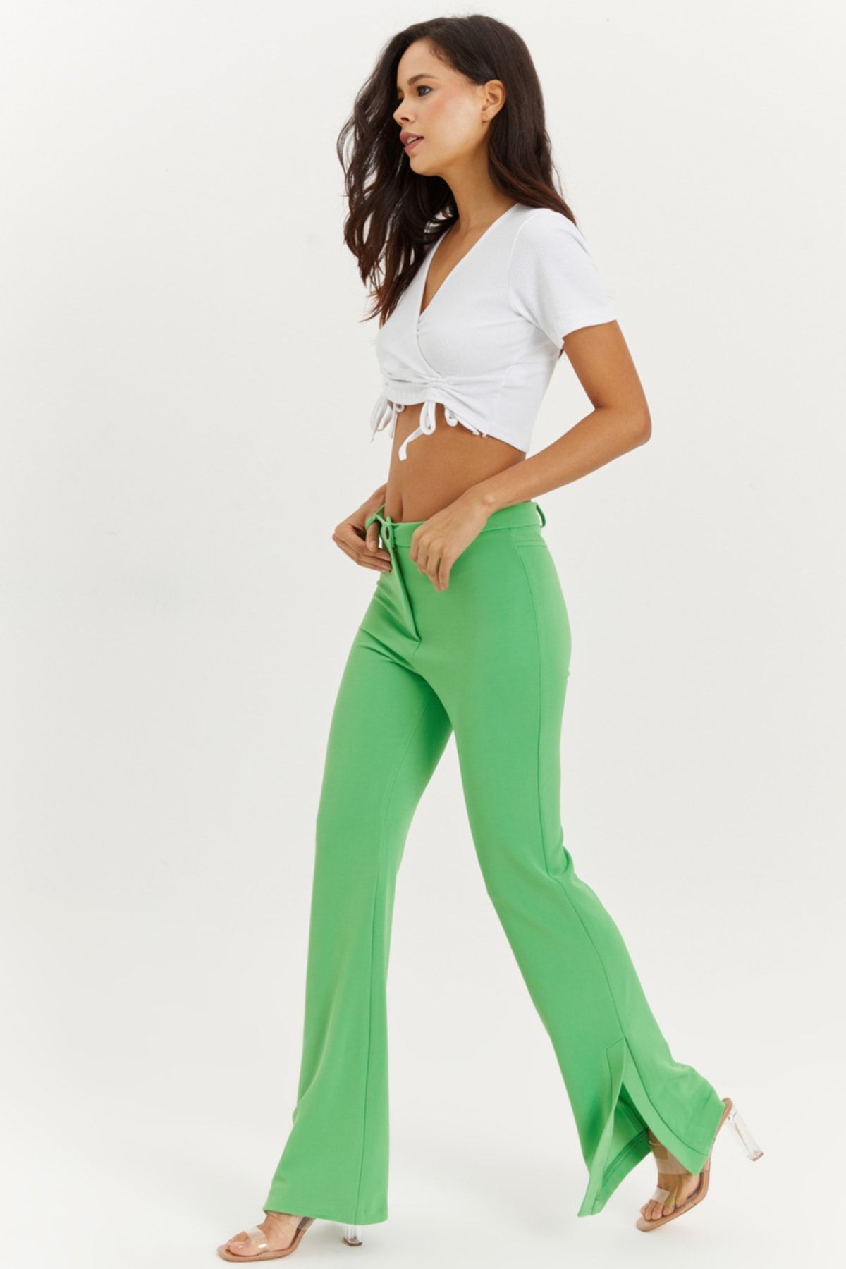 Cool & Sexy Women's Green Pareo Pants IR4001 - Trendyol