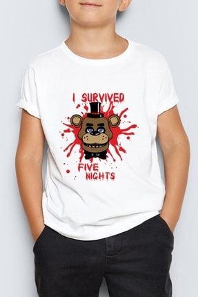 Five Nights At Freddy's Baskılı Unisex Çocuk T-shirt Mr-01 PRA-5677385-983747