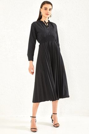 Kadın Uzun Kollu Piliseli Elbise 7007-thl 7007-THL