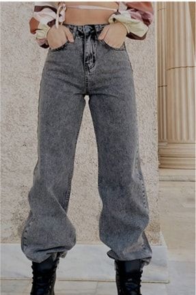 Kiah 90's Solmaz Füme Likralı Süper Yüksek Bel Salaş Jean Pantolon DRSLSPACA 1