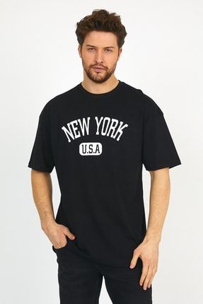 New York Usa Oversize T-shirt YAKALI-NEW-YORK-USA-TSHİRT