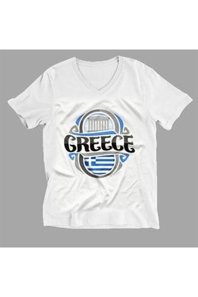 Yunanistan V Yaka Tişört Unisex T-shirt 180576QTF