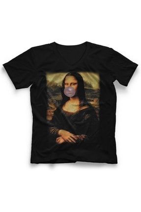 Mona Lisa V Yaka Tişört Unisex T-shirt 182723QTF