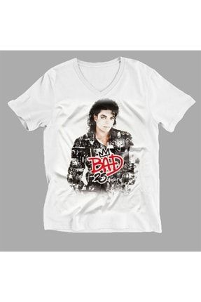 Michael Jackson V Yaka Tişört Unisex T-shirt 165817QTF