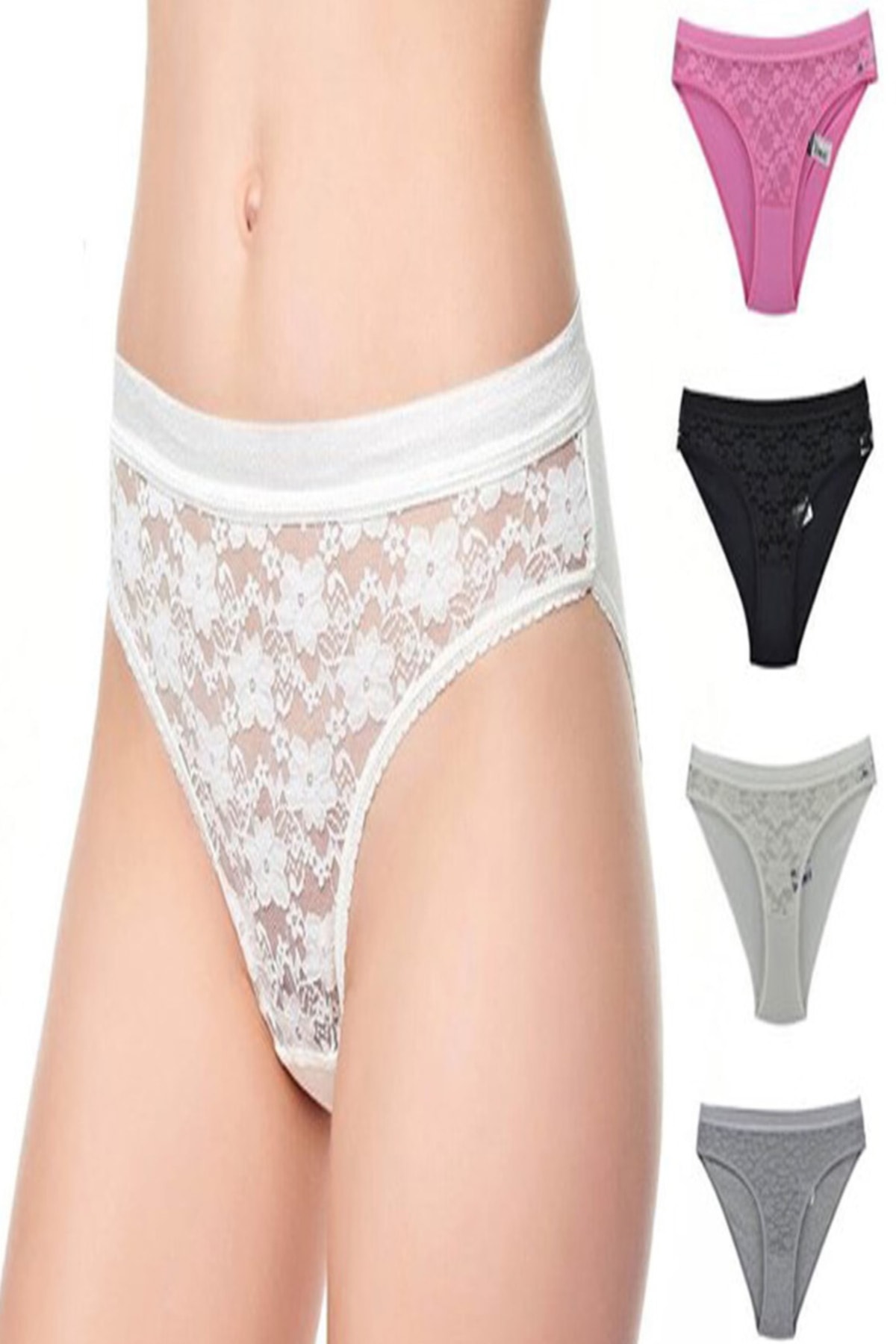 Tutku-Flexible Lace Detailed - Set of 12 Sapphire Bikini Panties 1