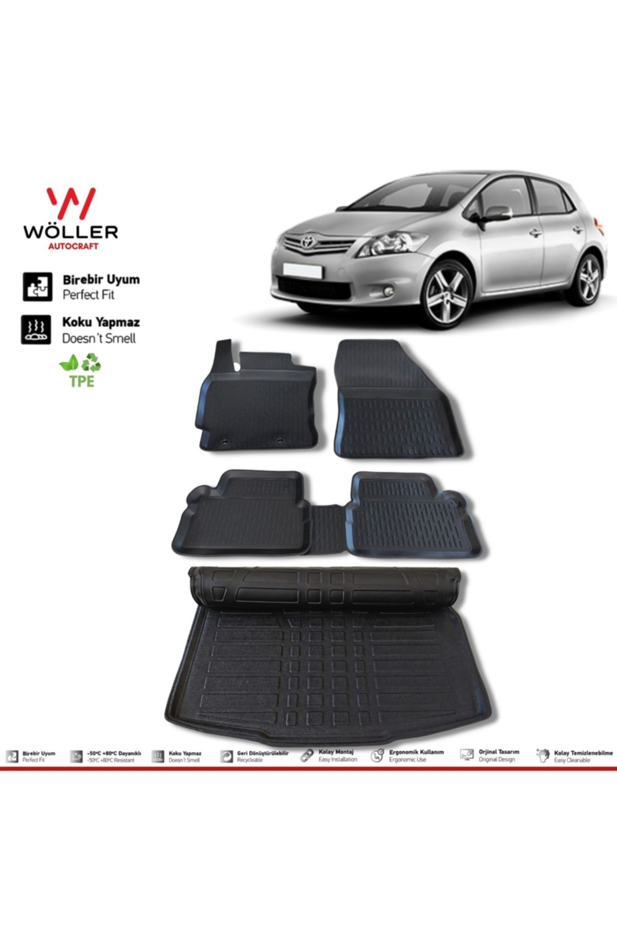 Набор ковриков для багажа Wöller Toyota Auris 2007-2012 гг. с 3D-бассейном wöllersetultra079