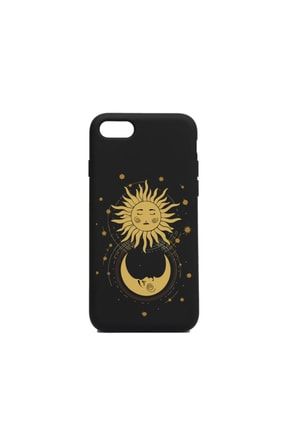 Iphone 7 / Iphone 8 / Se 2020 Uyumlu Sun And Moon Tasarımlı Içi Kadife Lansman Silikon Kılıf Siyah TSRME106