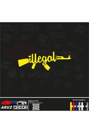 ()illegal Ak47 / Special Ak47 Araç Sticker / Oto Sticker/ 20 Cm /sticker/sarı/araba Sticker İllegalAK50