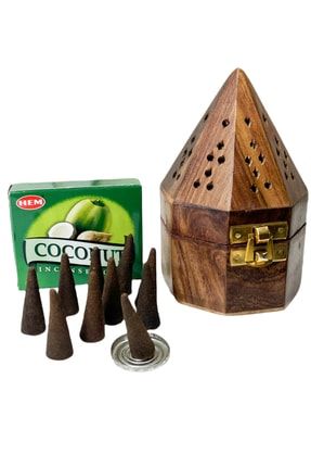 Piramit Tütsülük Hem Coconut Konik Tütsü Set 10 Adet Coconat Konik Tütsü knkst003
