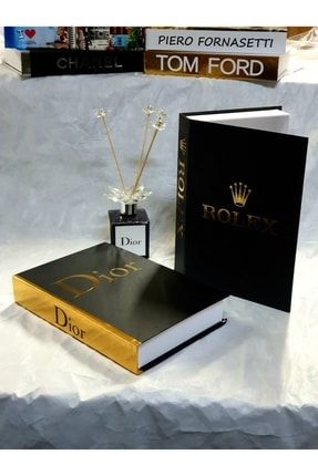 Dekoratif Kitap Kutu 2'li Set Siyah&altın Açılabilir Rolex&dior Dekoratif Kutu Set DR altın&siyah
