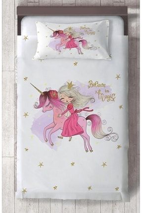 Uçan At ve Kız Desenli Çocuk Ve Bebek Odası Yatak Örtüsü TAN60011