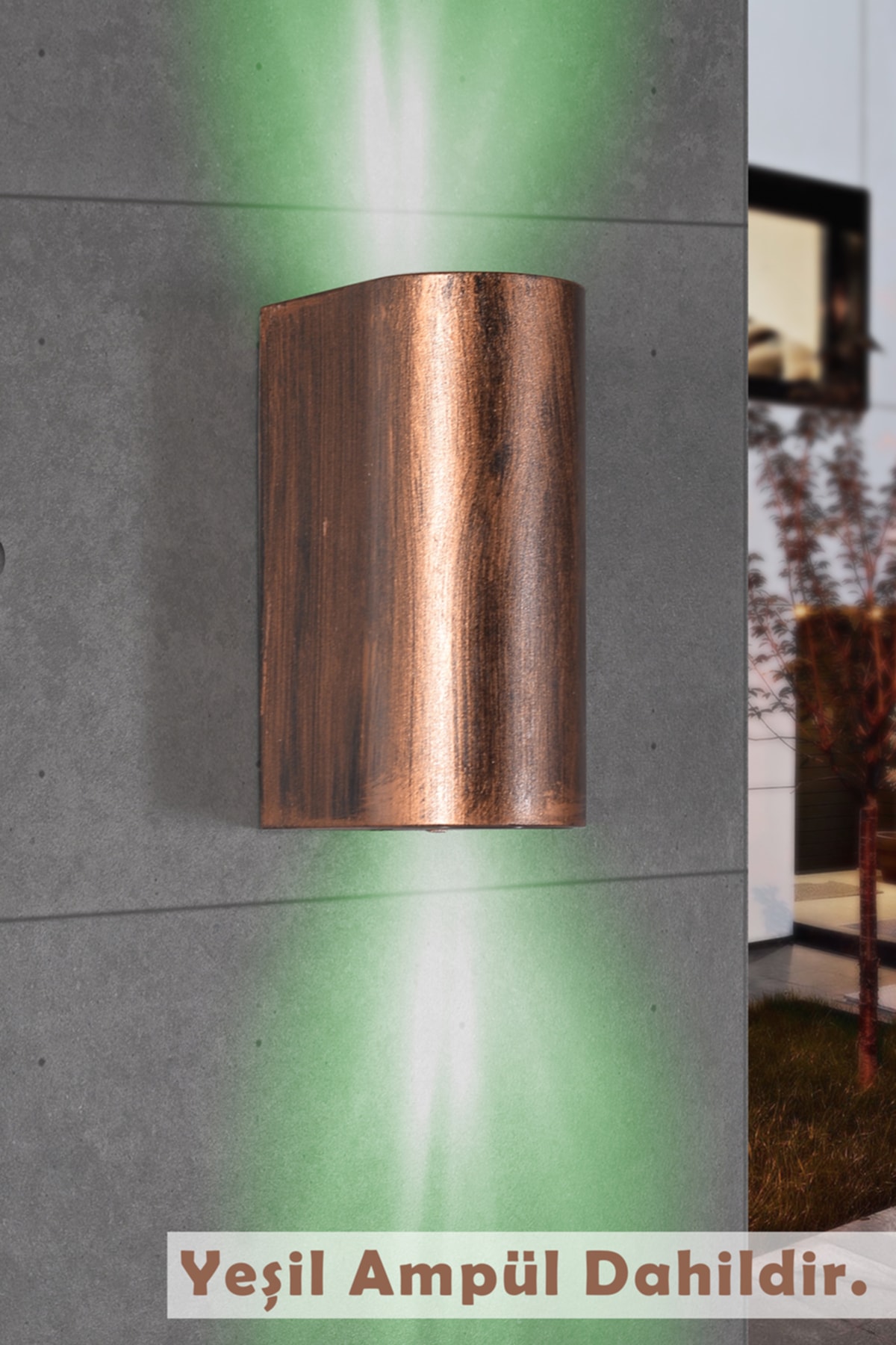 fullreyon Çift Yönlü Eskitme Kasa Yeşil Işık Ledli Iç Ve Dış Mekan Bahçe Balkon Teras Veranda Apliği