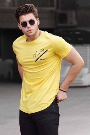 Nakışlı Sarı Erkek Tişört 4627