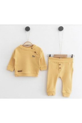 Bebek Takım Sarı Penye Reglan 2’li %100 Pamuk cm103