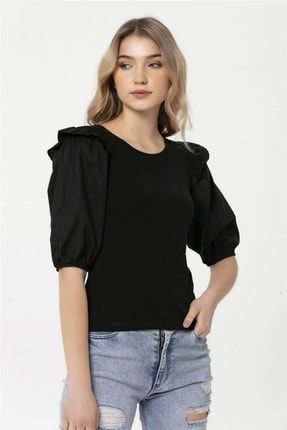 Balon Kol Kadın T-shirt Siyah 20y0114470-1 20Y0114470