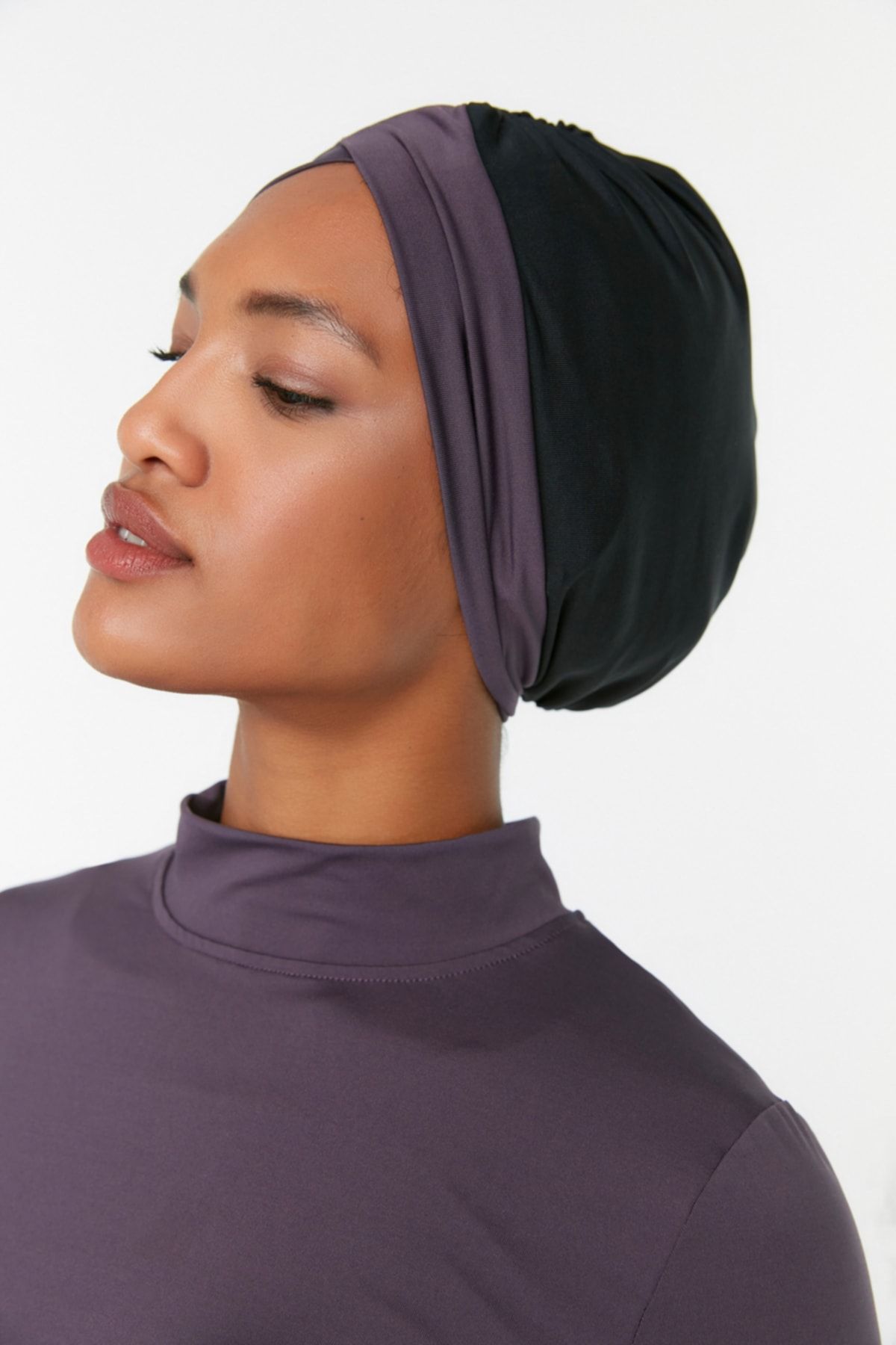 Trendyol Modest-Graues Farbblock-Langarm-Strick-4-teiliges Badeanzug-Set TCTSS22CF0028 2