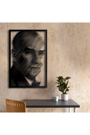Atatürk Portresi Metal Duvar Tablosu - 45x69, Siyah ATA510-S-4569