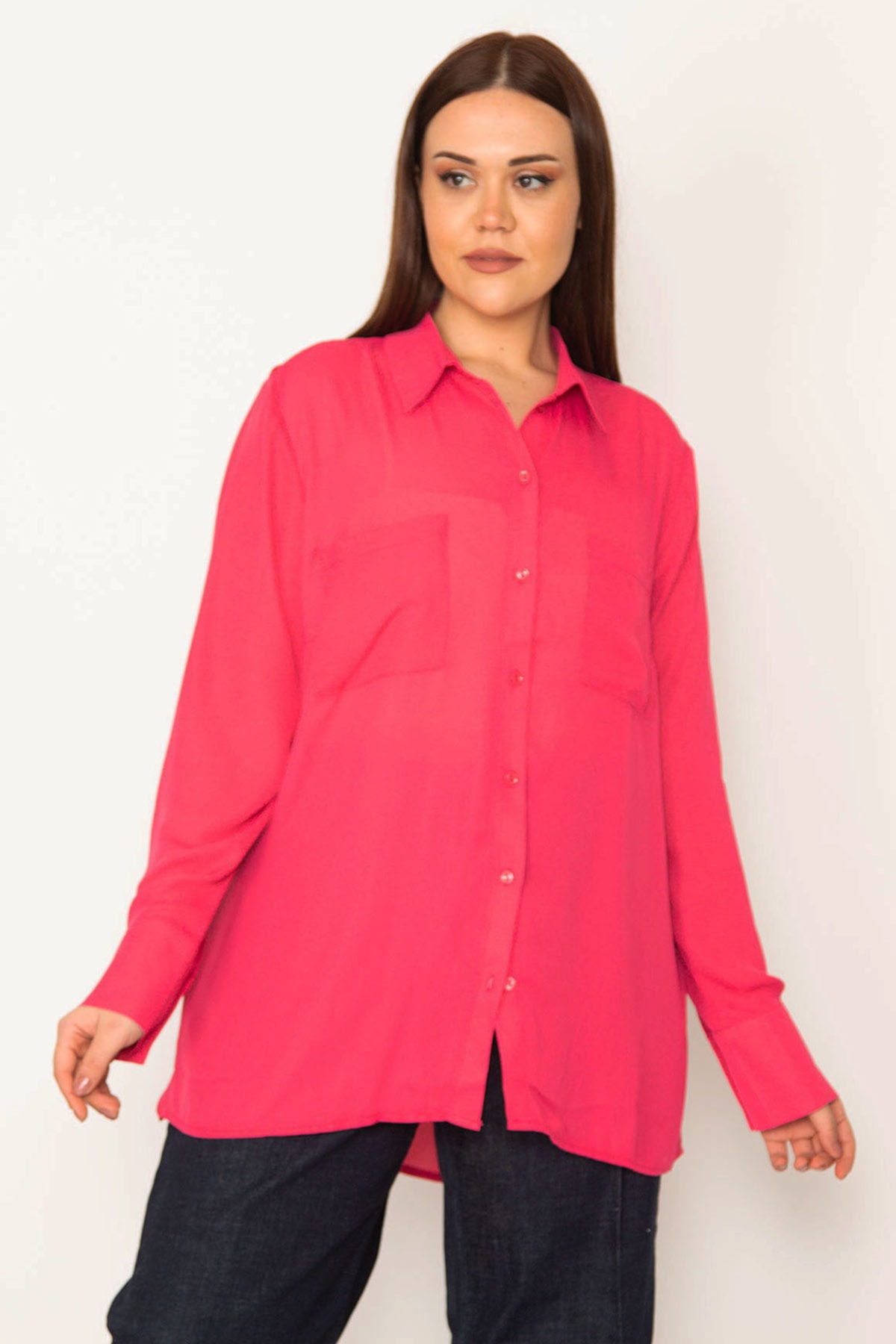 Şans Große Größen in Hemd Rosa Regular Fit Fast ausverkauft