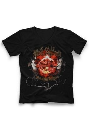 Black Sabbath V Yaka Tişört Unisex T-shirt 166851QTF