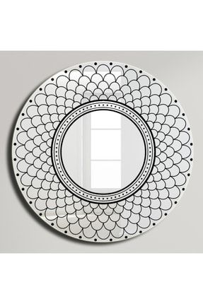 50cm Dekoratif Desenli Yuvarlak Konsol Dresuar Banyo Aynası Pollux Modeli 202202200017