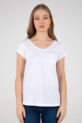 Kadın V Yaka T-Shirt 22y0147k1