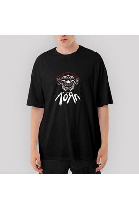 Korn Maske Oversize Siyah Tişört OZT4149