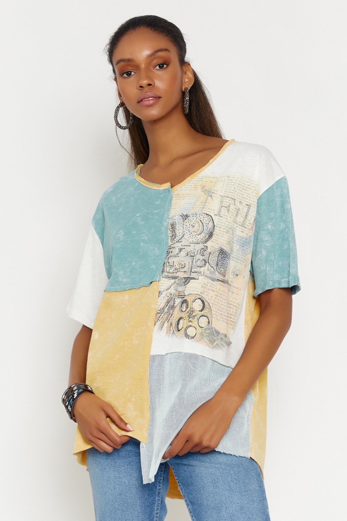 Hopoi-Women's Mint Patchwork T-shirt 25044 2
