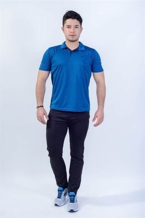 Crosstime Polo Yakalı - Erkek Indigo Likralı Spor T-shirt - 5017-10 5017-PL