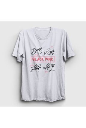 Unisex Beyaz Tanda Tangan Blackpink T-shirt 294053tt