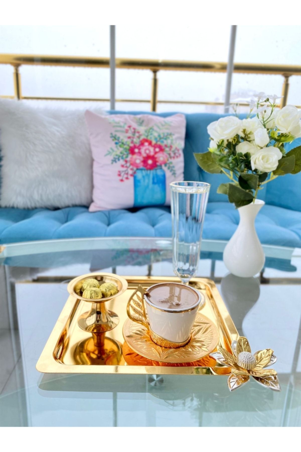 Gold coffee table tray new arrivals