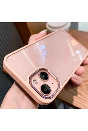 Iphone 13 Kılıf Parlak Krom Çerceveli Kamera Çıkıntılı Kare Kenarlı Metal Tuşlu Case Krom06