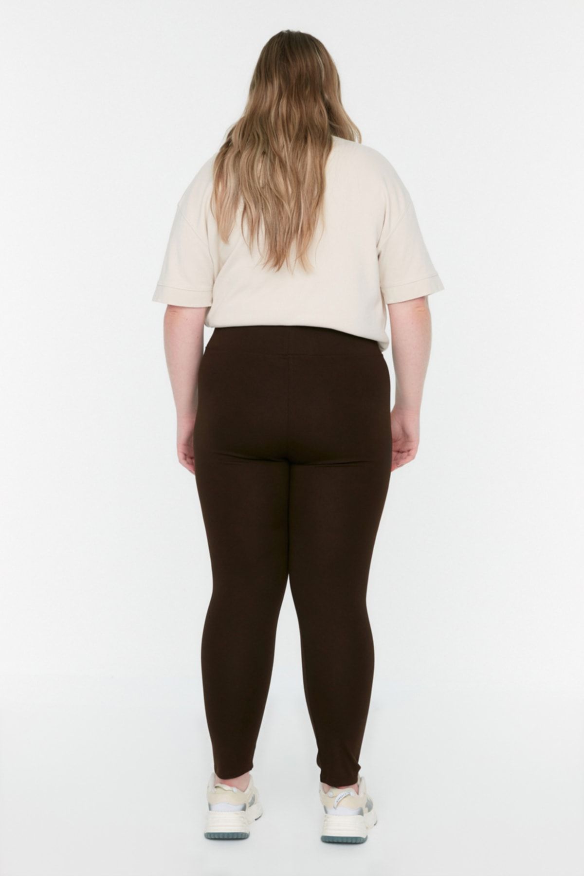 Trendyol Curve-Barna, magas derekú, kötött, nagy méretű leggings TBBSS22TA0022 6