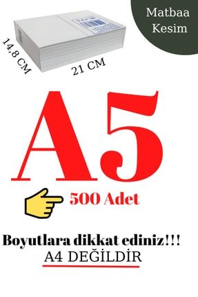 500 Adet A5 Kağıt (A4'ÜN YARISIDIR) Fotokopi Kağıdı Baskı Kağıdı Yazıcı Kağıdı 80 gr PLFX-39024