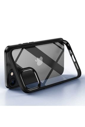 Iphone 13 Pro Kılıf Parlak Krom Çerceveli Kamera Çıkıntılı Kare Kenarlı Metal Tuşlu Case Krom05