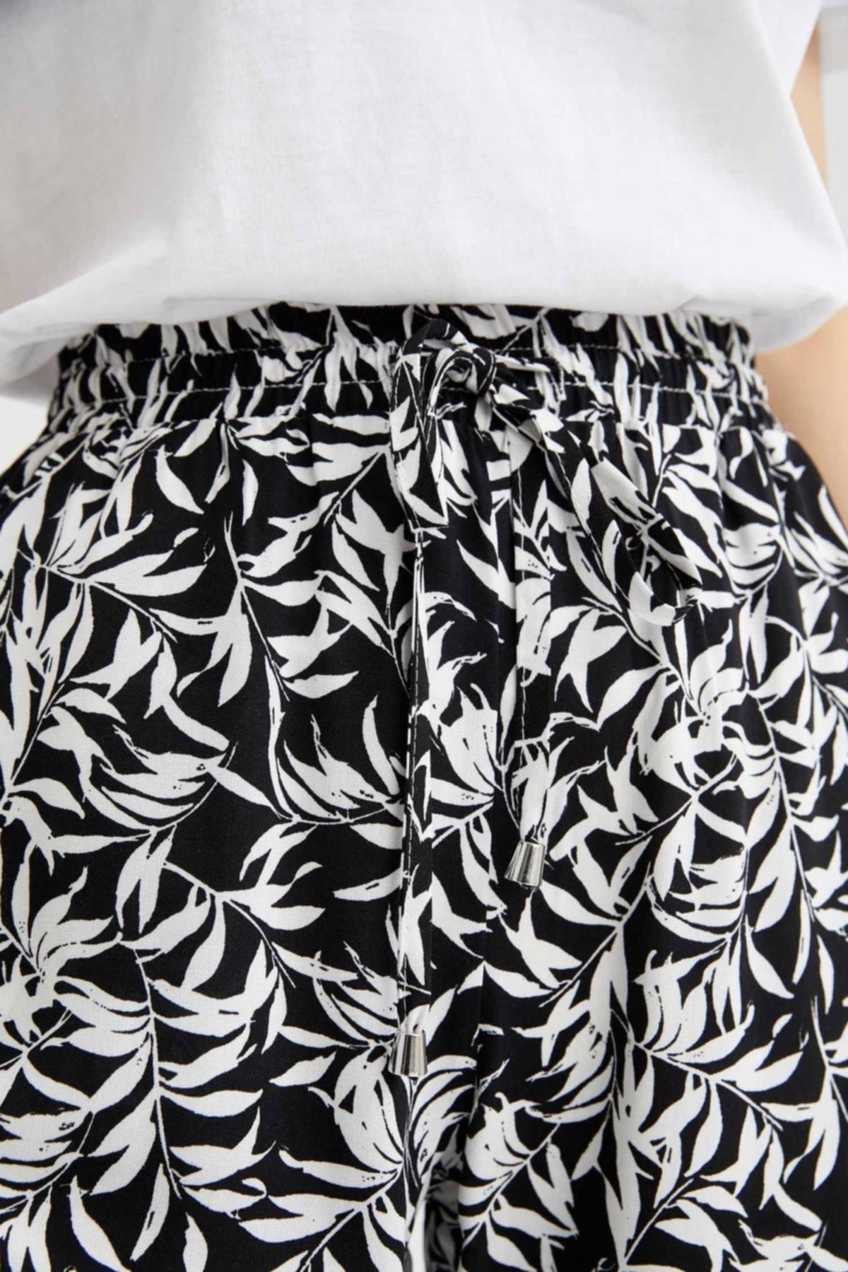 DeFacto-Harem Patterned High Waist Viscose Trousers with Pockets I3709Az22Sm 5