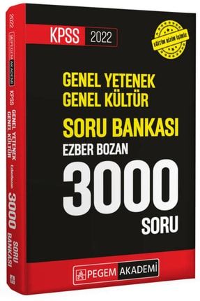 2022 Kpss Genel Yetenek Genel Kültür Ezberbozan 3000 Soru Bankası Pegem Yayınları 9780202100999